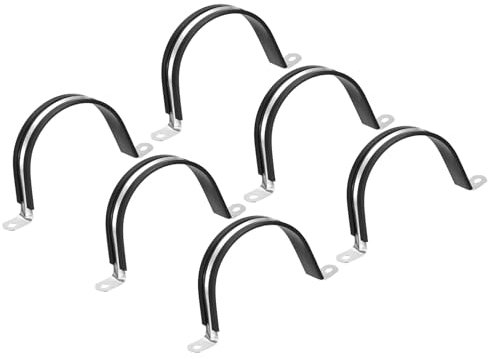MACHSWON 6Pcs 77mm(3) Cable Clamp, Rubber Cushioned Insulated Clamp 304 Stainless Steel U Shape Bracket Metal Pipe Clamp Tube Holder for Wire Hose Tube