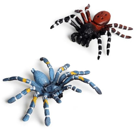MAKFORT 2 Stück Spinnen Spielzeug Realistische Tierfiguren aus Gummi für Halloween Dekoration Trick-Witz-Requisiten Lernspielzeug