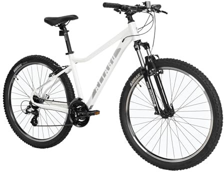 ATTABO Damen Fahrrad Alpe 1.0 mit Aluminiumrahmen 19 Ergonomischer Lenker V-Brake Weißes Mountainbike mit 27,5 Rädern mit Zubehör Verstellbarer Sattel 21-Gang Schaltung