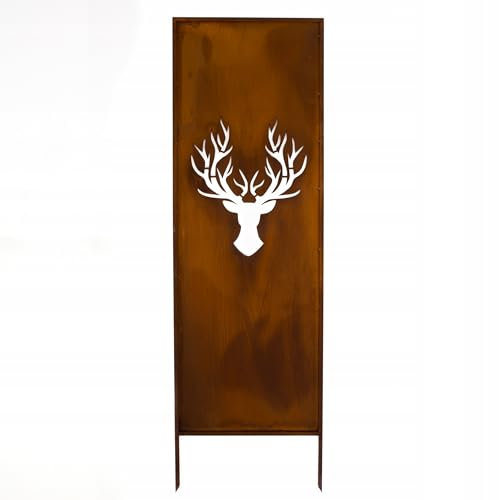 Kapaga - Sichtschutz Metall - 160 cm x 50 cm - Edelrost - Rostoptik Sichtschutz für Garten - Sichtschutzelement - Sichtschutzwand - Gartendekoration Zaun - Rost (Hirsche)
