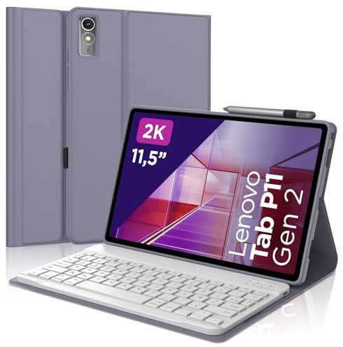 IVEOPPE Clavier Lenovo Tab p11 2nd gen 11.5 Pouces, Coque AZERTY Français Étui Clavier Détachable Bluetooth pour Lenovo Tab P11 2nd Gen, Violet