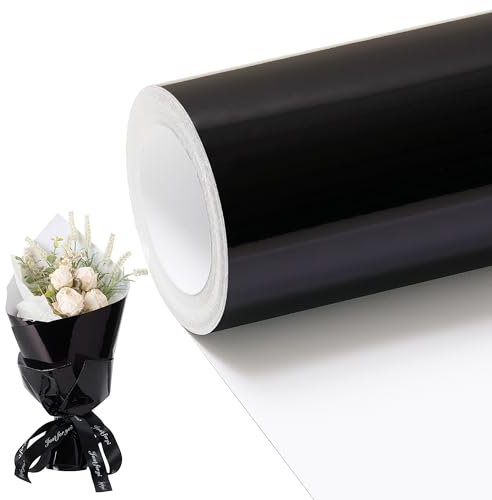 Geschenkpapierrolle PAP12BK15, Metall, 43,2 cm x 12,7 m, für Geschenkverpackungen, einfarbig, für Weihnachten, Geburtstag, Hochzeit, Babyparty, Schwarz