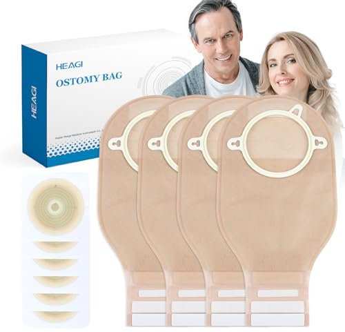 22 Stück Stomabeutel, 2-teilige Kolostomiebeutel, zweiteilige Drainagebeutel mit Verschluss für die Ileostomie-Stomapflege, passgenau, max. 70 mm (16 x Ostomiebeutel + 6 x Hautbarriere)