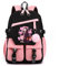 Anime Demon Tanjiro Nezuko Slayers stilvoller Schulrucksack Freizeitrucksäcke Nylon Wasserdicht Daypack mit Haarballen-Anhänger für Damen Mädchen