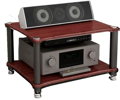 ZIUSFAC 2/3/4-stufiges Audio-Ständer HiFi-Medienständer Multifunktionale-Audioständer Eckregal Record Player Stand Audio-Rack HiFi Regal Audio-Turm Marmorierte Textur(Red,2 Tier)