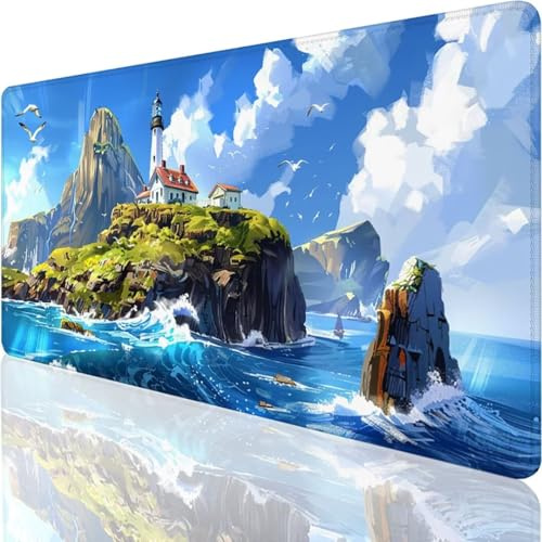XXL Gaming Mousepad - 600x300x3mm - Bordi Senza Frange - Antiscivolo - XXL Tappetino Mouse I Desk Pad - la Superficie Speciale migliora la velocità e la precisione I blu mare Gadget Scrivania 2-2