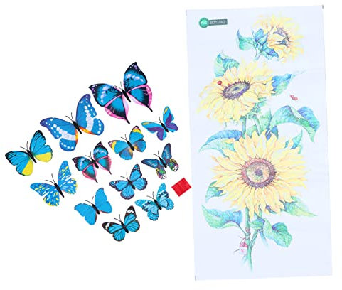 Housoutil 3d-wandaufkleber Schmetterlings-blumen-kollektion Heimdekoration Wandtattoos Wohnzimmer Schlafzimmer Büro Pvc-material