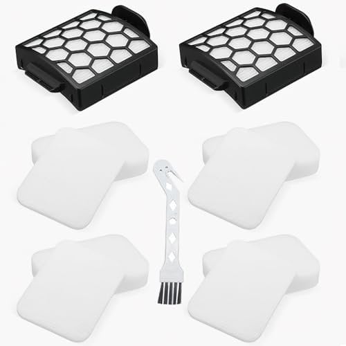 Replacement Filters for Shark Lift-Away Vacuum Cleaner NV602UK NV602UKT NV702UK NV702UKT NV612UK NV612UKT NZ690UK NZ690UKT NZ710UK, Includes 4 Foam Filters, 2 HEPA Filter, and 1 Small Cleaning Tool