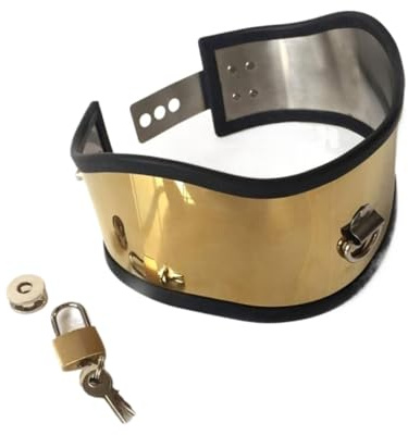 Edelstah Erotik SM Halsbänder Fesseln Ring, Metall Halsreif Halsfessel mit Schloss Kragen Sklaven Sex Spiel Fetisch Sexspielzeug für Frauen Männer Paare