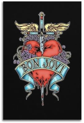 DGYKJTYDW Rockband-Poster, Motiv: Bon Jovi, dekoratives Gemälde, Leinwand, Wandposter und Kunstdruck, moderne Familienschlafzimmer-Dekoration, Poster, 20 x 30 cm