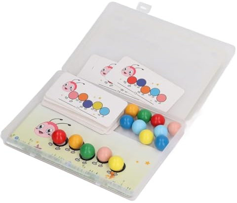Frilla Lernspielzeug Perlenspiel für Kinder, Brettspiel mit bunten Kugeln, Montessori Spielzeug - CATERPILLARI
