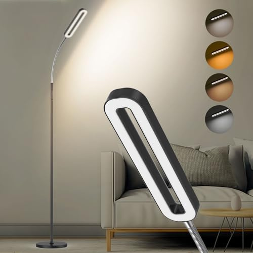 Amdelne Floor Lamps for Living Room, Adjustable 3000K-6000K Standing Lamp, 12w 1400lm Dimmable Corner Light with Remote, Timer, 175cm Modern Standard Lamp for Bedroom Office, Black