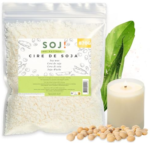 Soj! Kerzenwachs – pflanzliches Sojawachs für die Kerzenherstellung/DIY von Kerzen, Kerzenfüllung | Premium-Qualität 870 g – Flocken