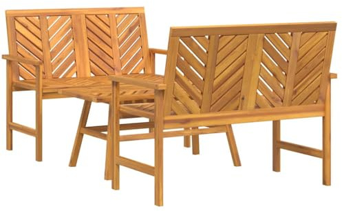 SDWEHBJ Gartenmöbel 3er Set Balkonmöbel Set mit 2 x Bank + 1 x Tisch, Terrassenmöbel außen Gartenlounge Balkon Möbel Sitzgruppe Outdoor, Braun Massivholz Akazie