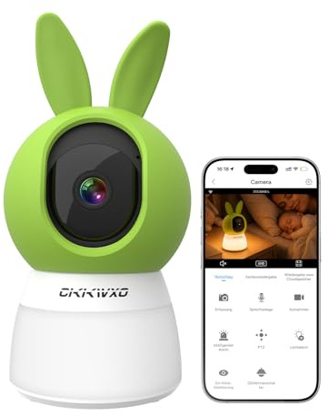 CiKiKWXO 2K Telecamera WiFi Interno 2.4/5 GHz, Telecamera Baby Monitor con Visione Notturna, 355°/90°PTZ, Rilevamento Movimento, Modalità Privacy, Modalità Luce Notturna per Casa/Baby/Animali