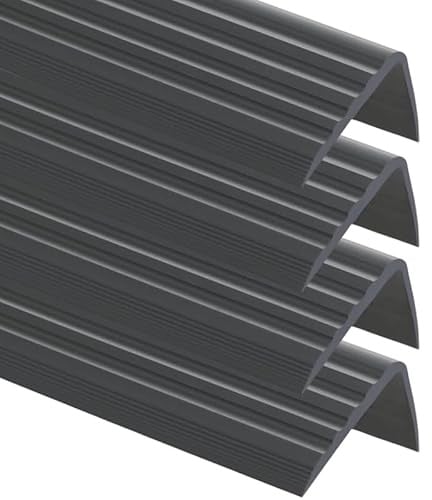 4er-Set PVC Treppenkantenprofil selbstklebend 41x25mm 200cm Schwarz | Winkelprofil, Treppenkantenschutz für Treppenstufen, Anti-Rutsch-Oberfläche, einfache Montage ohne Bohren
