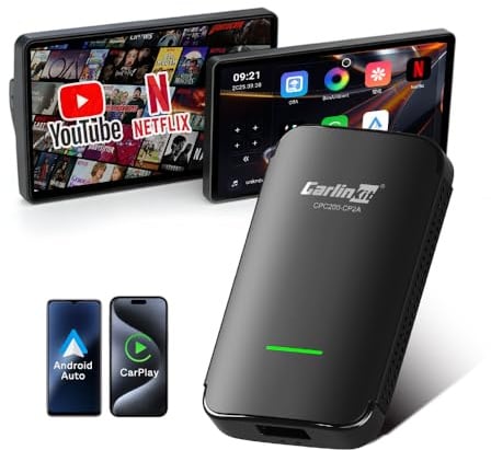 Carlinkit CP2A Pro adaptador CarPlay inalámbrico – compatible con Netflix/YouTube/TikTok Lite streaming para cables de fábrica CarPlay, Android Auto y Car Play Dongle inalámbricos, USB-A/C