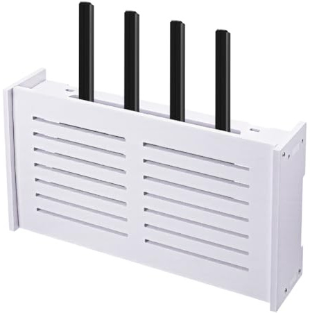 AHANDMAKER Modem Cable Router Cover Router Storage Box WiFi Router Box Hider Power Strip Cable Management Hider Rack for Most Routers Power Strip Management and Organization, 14.9x3.3x7.9