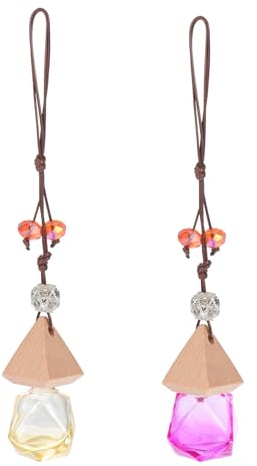 Happyyami Set 2 Pezzi Bottiglie di Vetro per Profumo Auto, Pendenti Decorativi Ricaricabili per Interni Auto e Casa, Rilassanti e Miglioratori di Umore