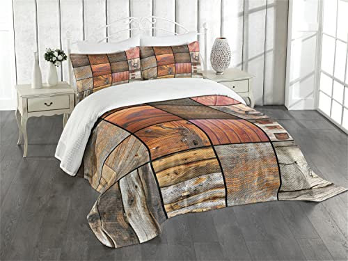 ABAKUHAUS Antiquität Tagesdecke Set, Holz-Holz-Tür-Key, Set mit Kissenbezug Maschienenwaschbar, für Einzelbetten 170 x 220 cm, Schokolade Braun