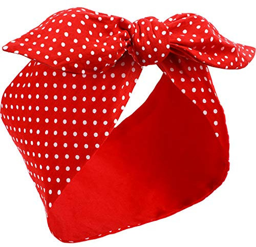Bandana-Haarband, weiß, gepunktet, Retro, Haarschmuck für Damen und Mädchen (rot)