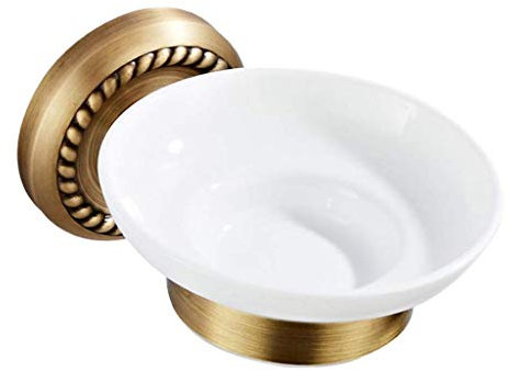 Tubayia Wandmontage Retro Messing Keramik Seifenhalter Seifenschale Seifenablage für Badezimmer (Bronze)