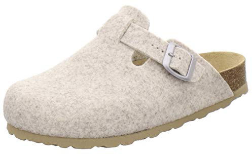 AFS 26900 Pantoufles fermées pour femme, en feutre, sabots d'hiver confortables et chauds fabriqués en Allemagne, beige, 39 EU
