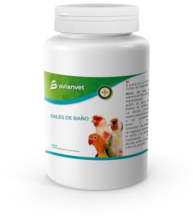 Avianvet Sales de Baño | Sales minerales de magnesio para limpiar pájaros | Limpia el plumaje y evita los parásitos externos | Reduce el estrés y el picaje 450 g