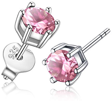 FaithHeart Damen Ohrstecker aus 925 Silber, Runde Ohrringe mit Geburtsstein, Schöne Silber Ohrstecker für Freundin Ehefrau Tochter