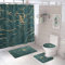 Marble Shower Curtain with Bath Mats Sets, 4 Pcs Gold Abstract Washable Bathroom Décor Set with Toilet Lid Cover, Non-Slip Rugs, Absorbent Pads and Waterproof Bathtub Curtains with Hooks (Green)
