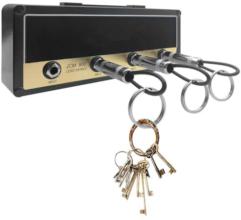 Hedallo Schlüsselhalter Wandmontage, Jack II Rack 2.0 JCM800 Gitarre Wand Schlüsselbrett, Schlüsselanhänger Haken Wandhalterung mit 4 Gitarrenstecker(Schwarz)