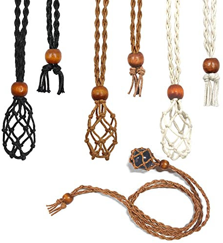 3 PCS Necklace Cord Empty Stone Holder, lyfLux Necklaces Cage Cords for Crystals, Adjustable Necklace for DIY Bracelet Necklace Jewelry Making (3 Colors)