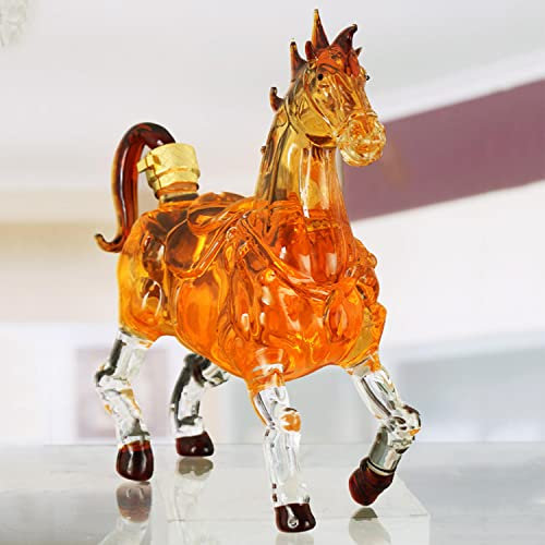 Decantador de whisky, decantador de whisky tipo caballo, recipiente de vidrio borosilicato, decantador de whisky de vidrio hecho a mano, adecuado para tequila, bourbon, contenedores de ron
