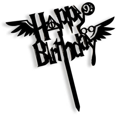 Craft Cart Acrylic Cake Topper Harry Potter Happy Birthday Gold Wings Party Decoration