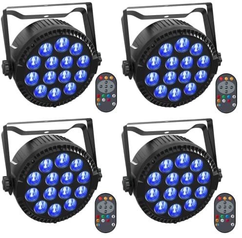 4PCS RGBW Focos LED Par, HOLDLAMP 84W Luz de Escenario con Modo de Activación de Sonido y Control Remoto, DMX 4/8CH Luces Discoteca para DJ Fiesta Cumpleaños Bar Club