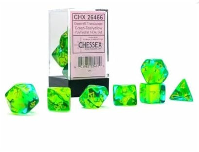 Gemini® Polyhedral Translucent Green-Teal/yellow 7-Die Set