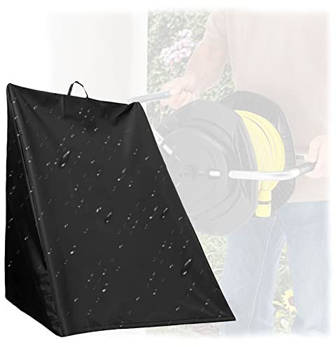 EEUK Abdeckung für Gartenschlauch Schutzhülle Schlauchwagen mit Kordelzug und Griff 210D Oxford wasserdichte und Staubdichte Hülle Garden Hose Reel Cover(Size:63X66X88cm,Color:SCHWARZ)
