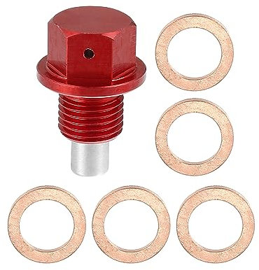 X AUTOHAUX 1 Set M12x1,25 Magnetische Ölablassschraube mit 5 Unterlegscheiben für Auto rot