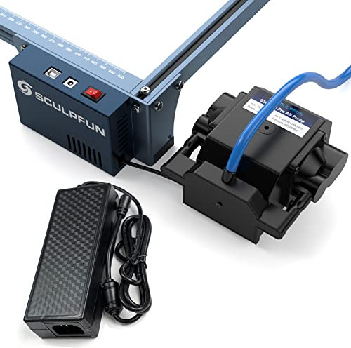 SCULPFUN S9 / S10 Automatic Air Assist Kit para Grabadora Laser, mejora S30 sistema automático de asistencia neumática, con placa base de 32 bits, bomba de aire de 30L/min, adaptador de 12V/7A