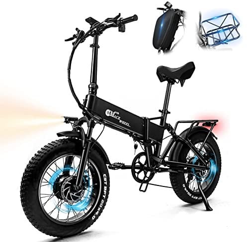 Bicicletta Elettrica 20'', Bicicletta Elettrica Pieghevole con Due Motori, Batteria Al Litio 48V/17Ah, Freno Idraulico, con Doppio Ammortizzatore E Pneumatici Grassi, Pedalata Assistita al 370%