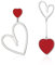 EVER FAITH Asymmetrische Ohrringe Herz Tropfen schwarze mismatched earrings Rot Silber-Ton