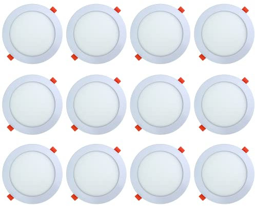 AB Elektro LED Einbaustrahler 230V flach - 12er Set - 12W LED Spot - 6500K - 156mm - IP20