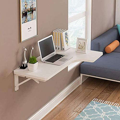wandklapptisch klapptisch Wand wandtisch klappbar, Eckklapp-Computertisch, Wandtisch aus Holz, Arbeitszimmer, Beistelltisch mit doppelter Stütze, Küchenbock-Schreibtisch, Weiß-80 * 60 * 35 c