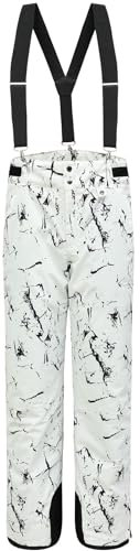 BenBoy Pantaloni Sci Donna Impermeabile Termici Bretelle Regolabili,Invernali Pantaloni da Outdoor Neve Arrampicata Escursionismo Caldo Pantaloni Softshell HXK7441W-White-L