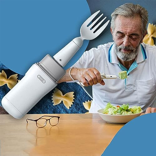 LBMED Parkinson-Löffel, APP-Hand-Tremor-adaptives Utensil Mit Austauschbarer Portion, Automatisch Rotierender Kopf, 360° Rundum-Anti-Shake Und Essdatenanalyse, Für Schlaganfall, Polio