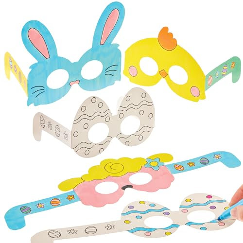 Baker Ross FX970 Ostereier zum Ausmalen - Packung mit 12, Ostern Partybrillen für Kinder