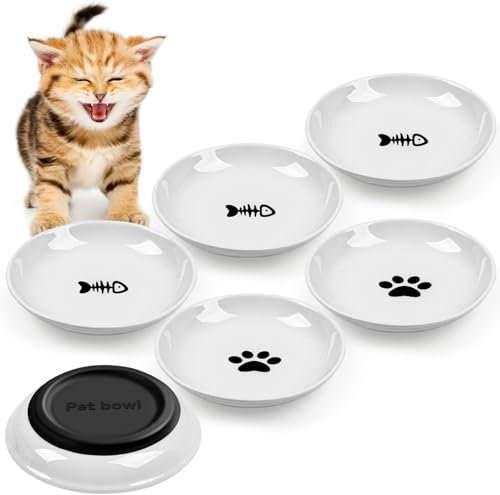 Futternapf Katze,6 Stück Katzennapf Keramik Rutschfester Silikon Futternapf Katze Keramik Katzenfressnapf Futternapf Katze Set