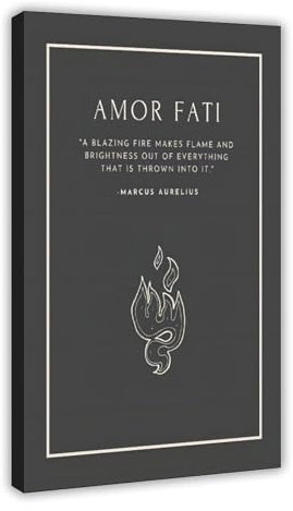 TINGTOEO Amor Fati Stoic Leinwand-Poster, Wandkunst, Dekordruck, Bild Gemälde für Wohnzimmer, Schlafzimmer, Dekoration, Rahmen-Stil, 30 x 45 cm