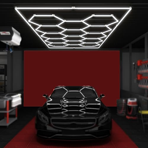 Luz Led Hexagonal para Garaje De 680W, Luz Led Hexagonal para Garaje, Luces En Forma De Panal, Alto Brillo, SóTano, SalóN De Belleza para AutomóViles, Tienda, Gimnasio, Taller