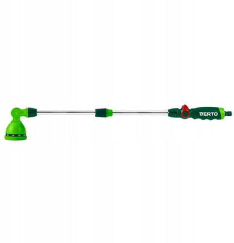 VERTO Blumenampel-Gießstab, 10 Sprühbilder Garten Schlauch Bewässerung Zauberstab, 79-115 cm Lang, Stab-Gartenbrause, Grün - beweglicher Lanzenkopf, Maximaldruck 8 bar, aus Aluminium